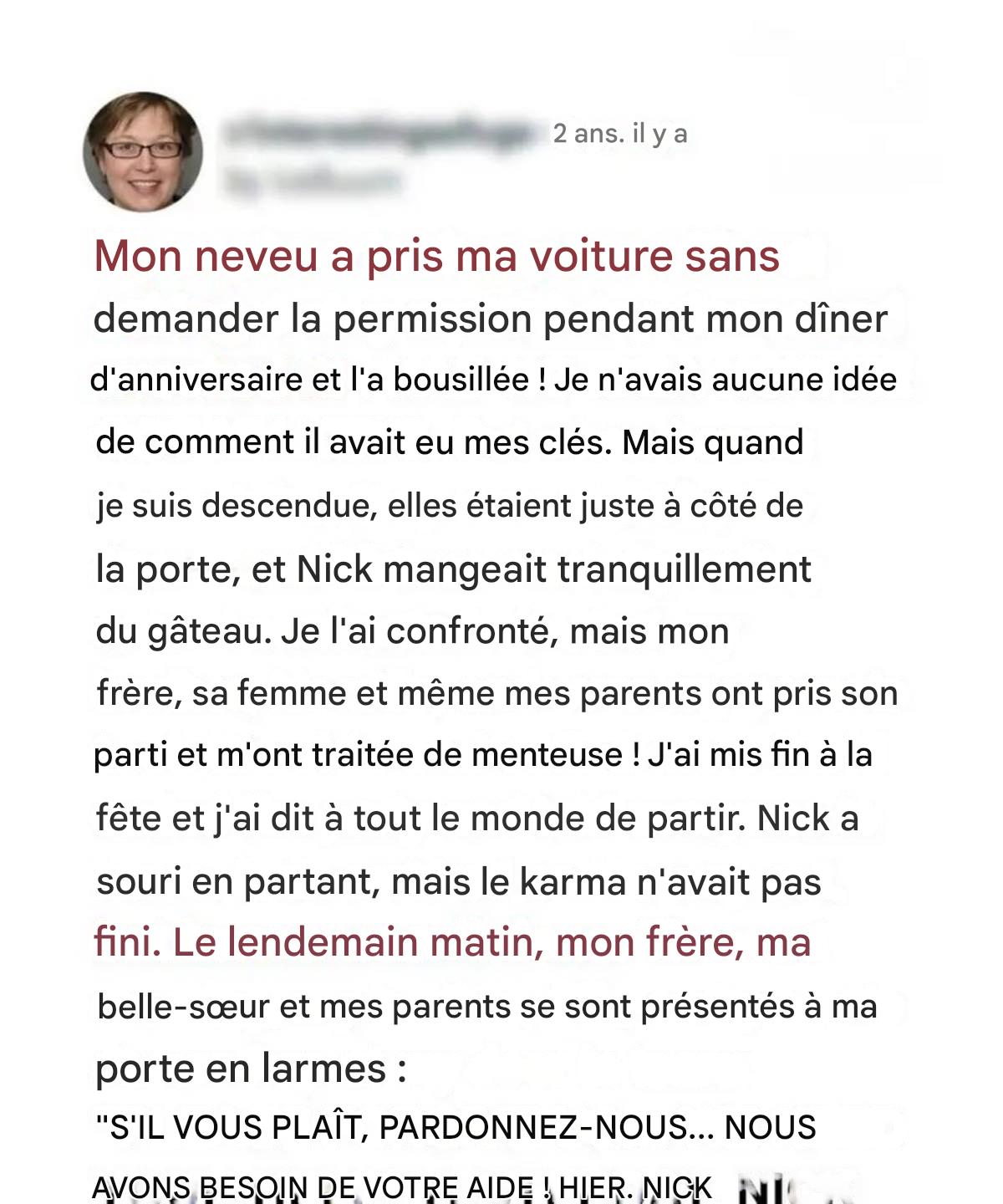 Mon neveu a volé ma voiture et l’a détruite — mon frère a refusé d’en assumer la responsabilité, mais le karma s’en est mêlé.