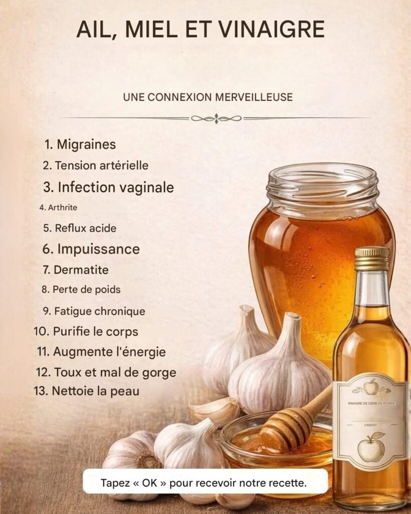 Ail, miel et vinaigre : la potion bien-être maison efficace dont tout le monde parle…voir plus dans les commentaires