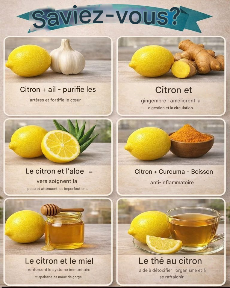 6 puissantes combinaisons de citron pour un bien-être naturel