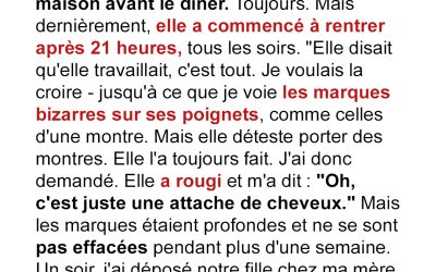 Ma femme a commencé à rentrer à la maison après 21 heures avec des marques bizarres sur les poignets – j’ai donc débarqué à son bureau à