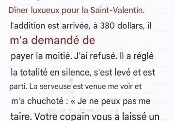 Un dîner cruel à l’occasion de la Saint-Valentin a révélé la raison de l’échec d’une relation de sept ans.