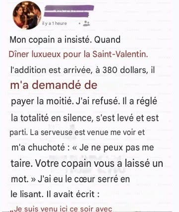 Un dîner cruel à l’occasion de la Saint-Valentin a révélé la raison de l’échec d’une relation de sept ans.
