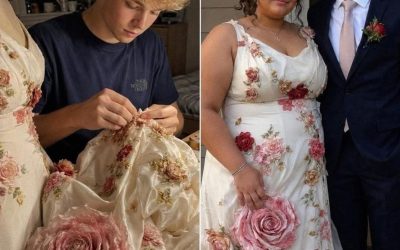 e meilleur ami de ma fille lui a cousu une robe de bal après que toutes les boutiques nous aient dit qu’elle était trop grosse pour une belle robe. Ce qu’il a caché a stupéfié tout le monde. Toutes les boutiques de robes de bal de notre ville disaient à ma fille de 17 ans qu’elle était « trop grosse » pour leurs modèles. Une vendeuse a même ri quand Hazel a demandé à essayer la robe en vitrine. Mais ce qu’elles n’ont pas vu, c’est à quel point Hazel avait changé au cours de l’année écoulée. Son grand frère, Mason, est décédé dans un accident de voiture au printemps dernier. C’était lui qui la faisait rire quand elle était angoissée, qui l’appelait « Noisette » et qui lui avait promis d’être son cavalier au bal si personne d’autre ne se proposait. Après sa mort, elle a cessé de sortir. Elle a cessé de manger normalement. Certains jours, elle ne mangeait rien du tout. D’autres jours, elle mangeait juste pour ne pas ressentir le silence qu’il avait laissé derrière lui. Le chagrin s’est installé en elle d’une manière que je ne pouvais pas apaiser. Ce jour-là, Hazel est rentrée à la maison, a fermé sa porte à clé et m’a dit à travers la porte : « Maman, je n’irai pas au bal de promo. S’il te plaît, arrête d’insister. » Je me suis assise devant la porte et j’ai pleuré. Le lendemain matin, on a frappé à la porte. C’était Eli, le garçon discret qui habitait deux maisons plus loin. Il était le meilleur ami d’Hazel depuis la sixième. « Madame Carter », a-t-il dit. « J’ai besoin des mensurations d’Hazel. Le bal de promo est dans onze jours. Je peux m’en occuper. Mais j’ai besoin que vous me fassiez confiance, et surtout, ne lui dites RIEN. » J’ai failli refuser. Il avait dix-sept ans. Il n’avait jamais cousu de robe de sa vie. Mais quelque chose dans son regard… J’ai dit oui. Pendant onze nuits, j’ai vu la lumière de sa chambre rester allumée jusqu’à trois ou quatre heures du matin. Sa mère m’a dit qu’il avait les doigts en sang. Il a raté deux contrôles. Il s’en fichait. Le soir du bal de promo, il est arrivé en costume de seconde main et a accompagné ma fille jusqu’au gymnase. La robe était à couper le souffle : ivoire, ornée de roses volumineuses, fluide, structurée, le genre de robe qu’on voit dans les magazines. Hazel rayonnait. Pour la première fois depuis un an, ma fille s’est regardée dans le miroir sans sourciller. Puis Eli s’est dirigé vers la cabine du DJ et a pris le micro. « Je dois te confier quelque chose », a-t-il dit. « Hazel… regarde sous la plus grosse rose.» Les mains d’Hazel se sont mises à trembler. Elle s’est baissée, a trouvé quelque chose caché dans le tissu… et a hurlé. Quand elle l’a soulevé et que tout le monde a vu ce que c’était… Un silence de mort s’est abattu sur la sall