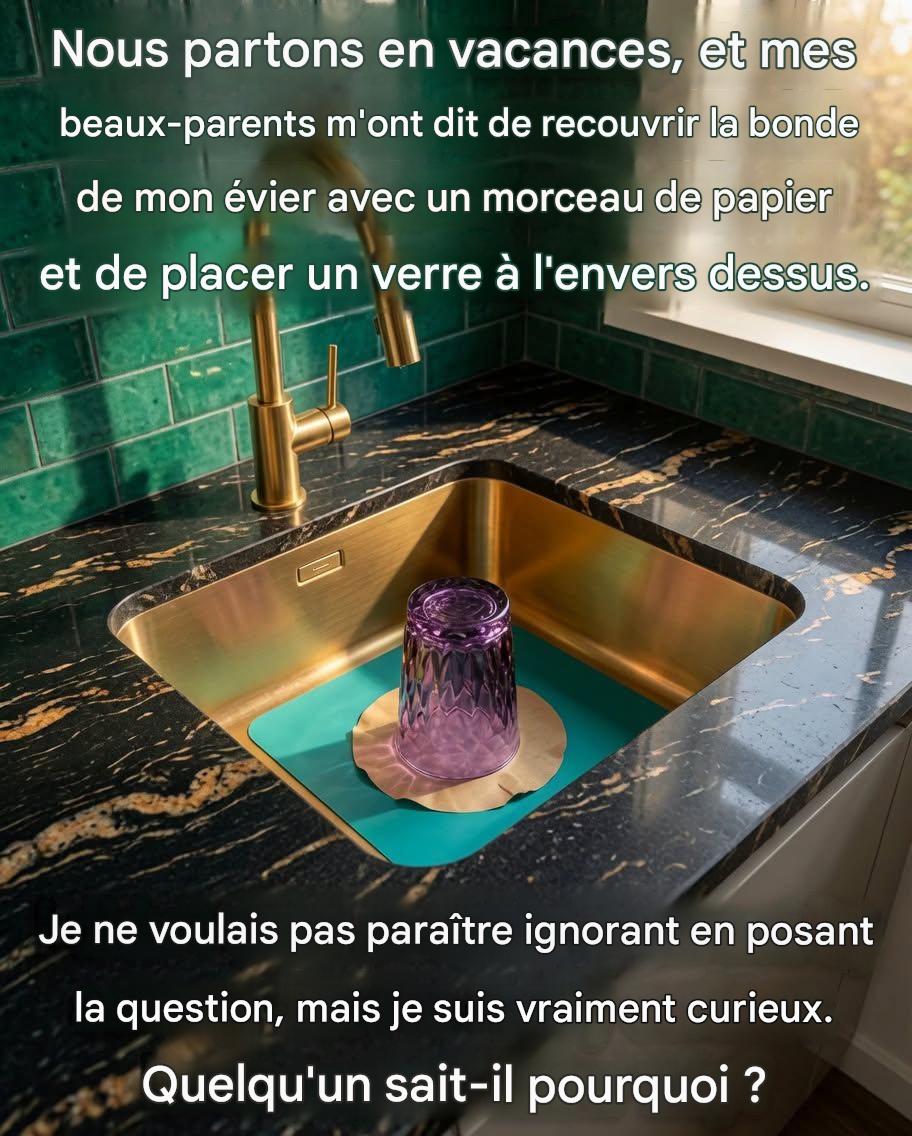 Voici pourquoi vous devriez toujours laisser un verre renversé et un morceau de papier dans l’évier avant de partir en vacances.v
