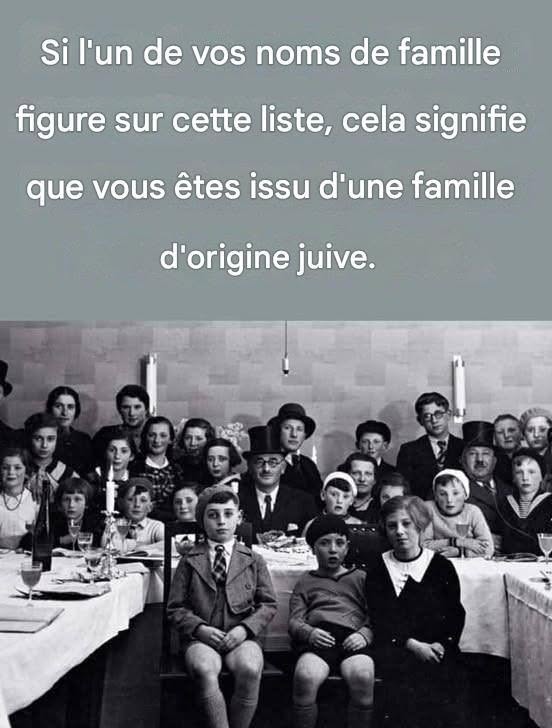 Si votre nom figure sur cette liste, vous êtes peut-être d’origine juive.