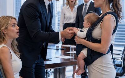 Je suis entrée dans la salle d’audience du divorce avec ma fille de quatre mois endormie dans les bras, juste au moment où mon mari millionnaire s’apprêtait à signer les papiers pour me rayer de sa vie. Tout le monde me dévisageait comme si j’étais une source de gêne… jusqu’à ce que le bébé ouvre les yeux. Santiago a alors posé son stylo. Son père n’a pas été surpris. Il a simplement marmonné : « Je t’avais dit de ne pas l’amener ici. »