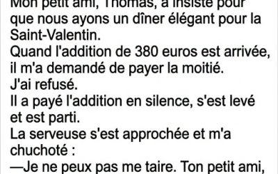 Il lui demande de partager l’addition le soir de la Saint-Valentin : leur histoire de 7 ans s’arrête là