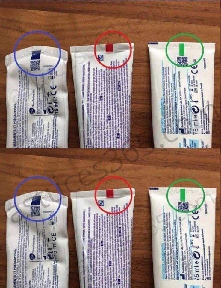 Le secret de la bande colorée sur un tube de dentifrice