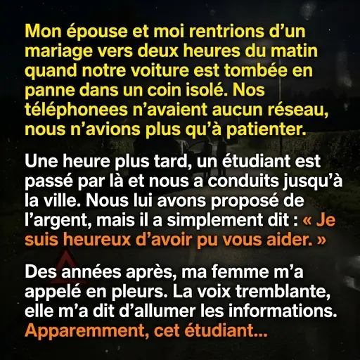 Il s’arrête pour aider un couple en panne au milieu de nulle part : neuf ans plus tard, leur rencontre change tout