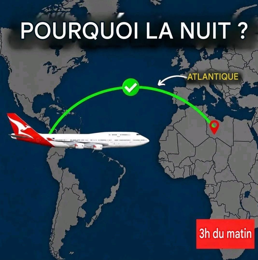 Pourquoi les avions ne traversent-ils pas l’Atlantique de jour ? 🤔🤯… Voir plus