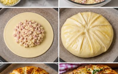 Brioché feuilletée au jambon et fromage (type pull-apart)