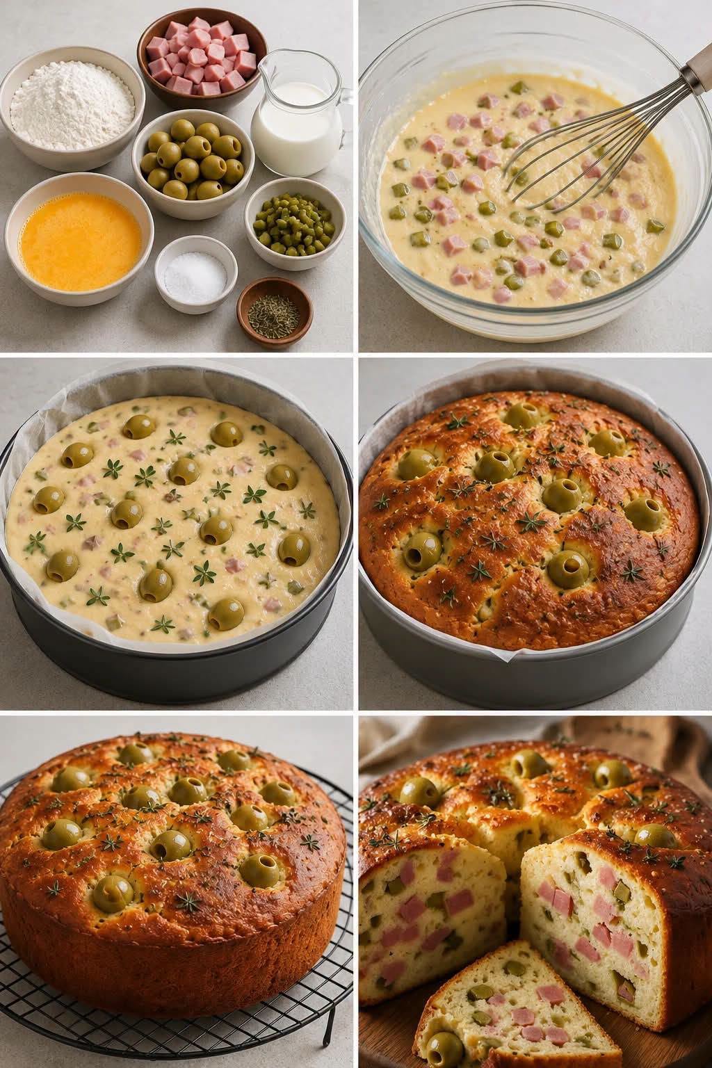 Cake salé aux olives vertes et dés de jambon (type italien)