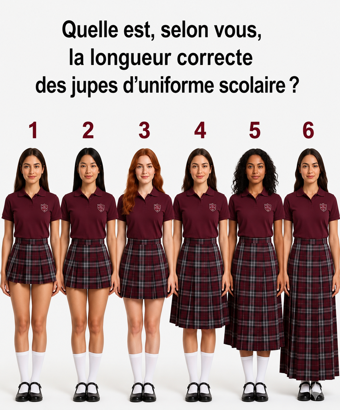 Quelle est selon vous la longueur idéale pour les jupes d’uniforme scolaire ?