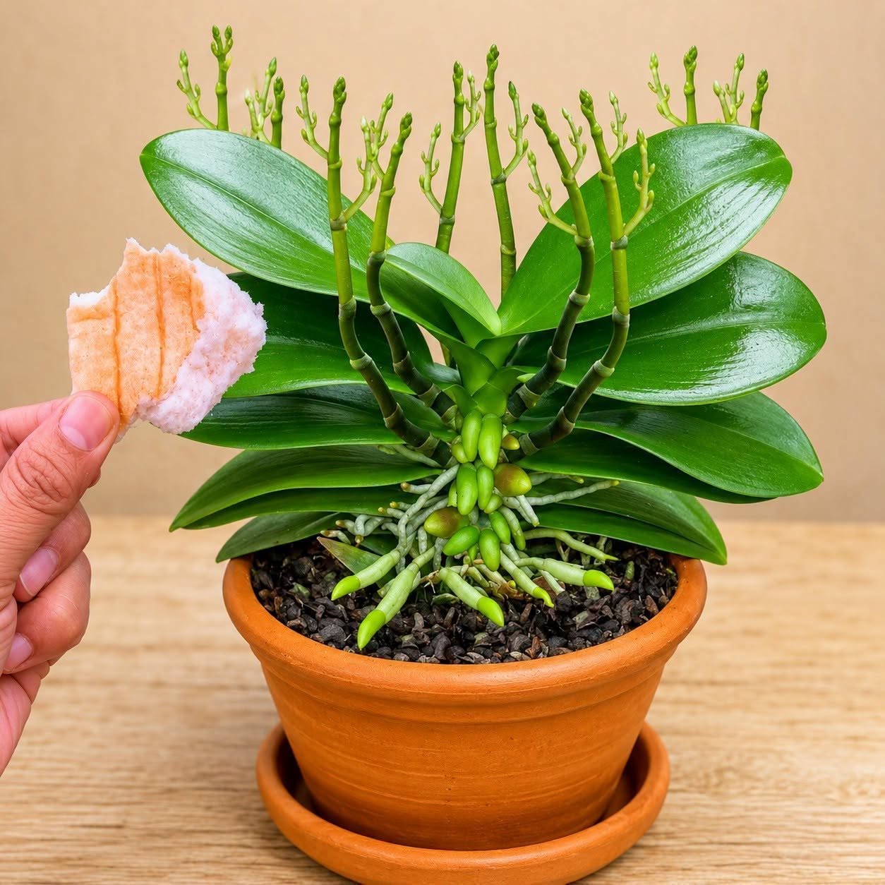 Placez-en un morceau sous une orchidée : 100 nouvelles pousses apparaîtront et la plante fleurira toute l’année !