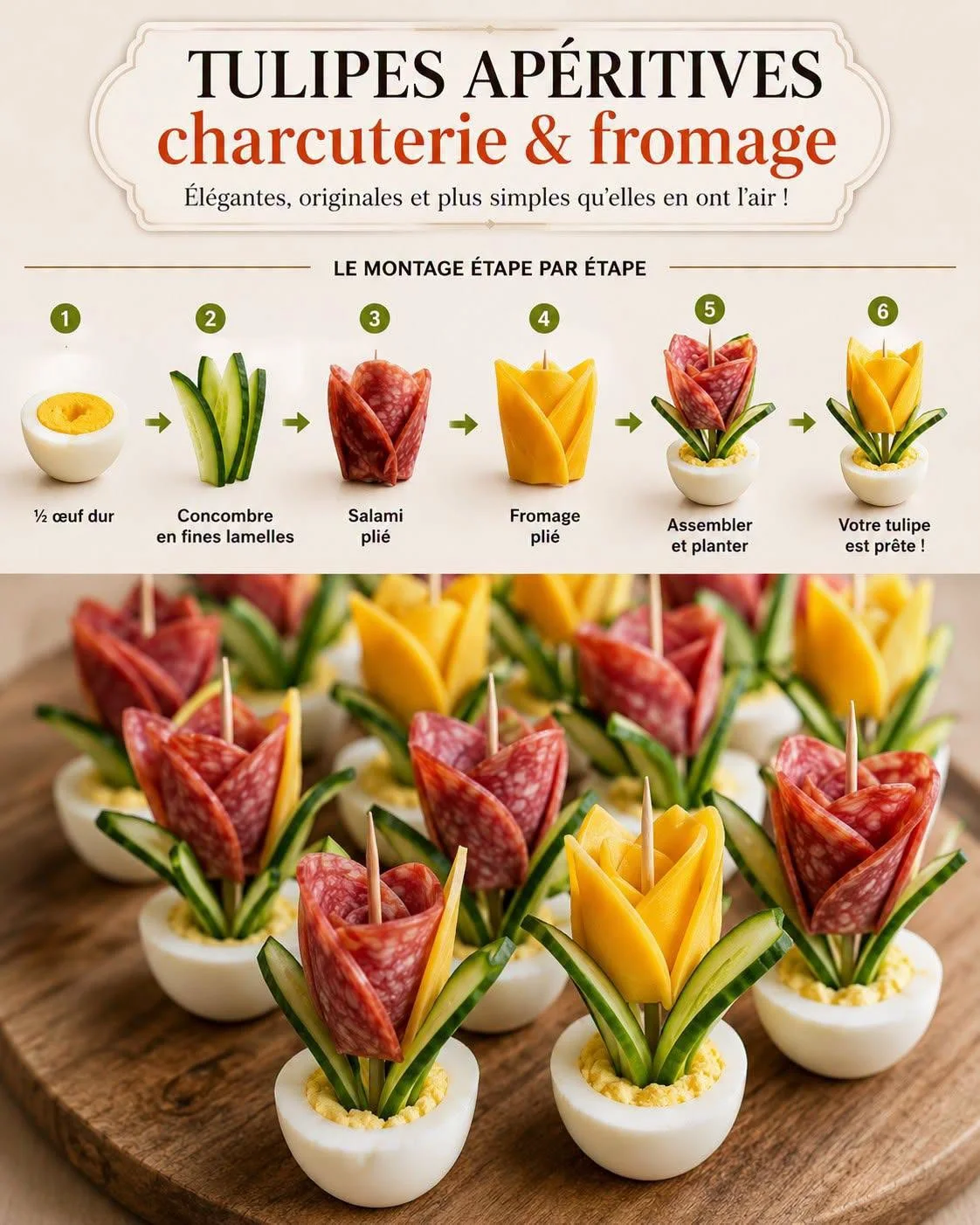Tulipes apéritives charcuterie & fromage