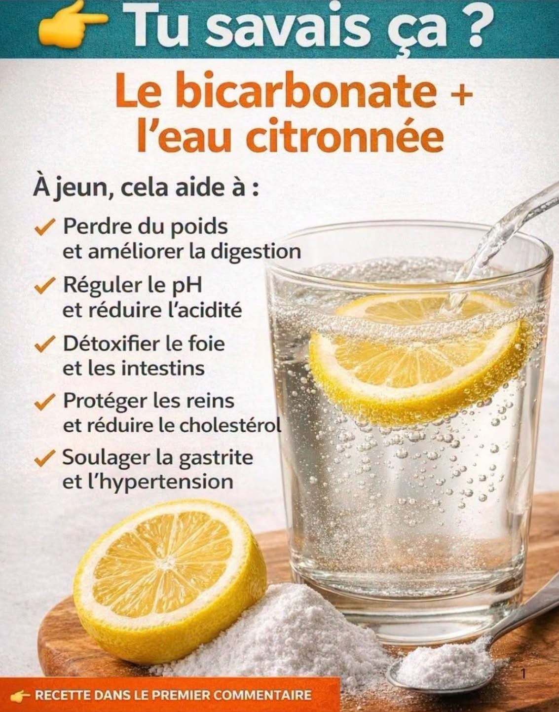 Le pouvoir du bicarbonate + citron Voir plus…. voir la suite dans le première commentaire