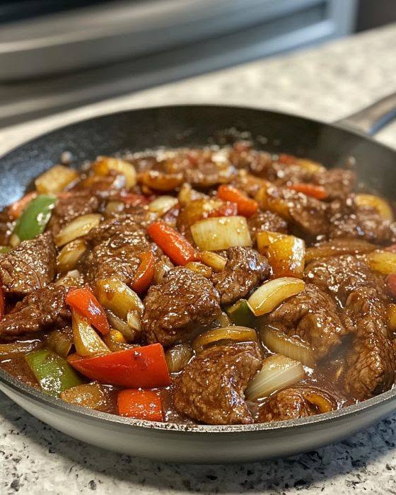 oignon avec steak au poivre chinois