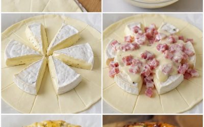 Tarte feuilletée Camembert & lardons au four, cœur coulant