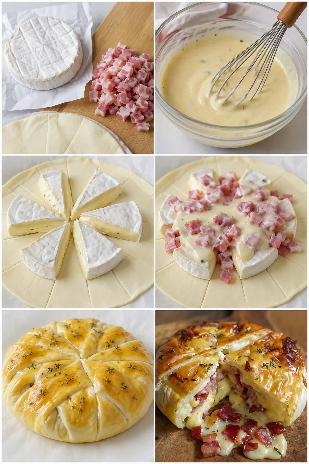 Tarte feuilletée Camembert & lardons au four, cœur coulant