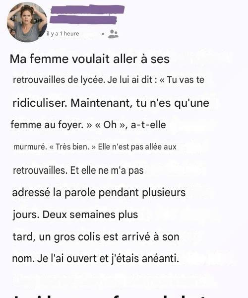Je pensais qu’elle n’avait rien fait de la journée, mais la boîte m’a prouvé le contraire.