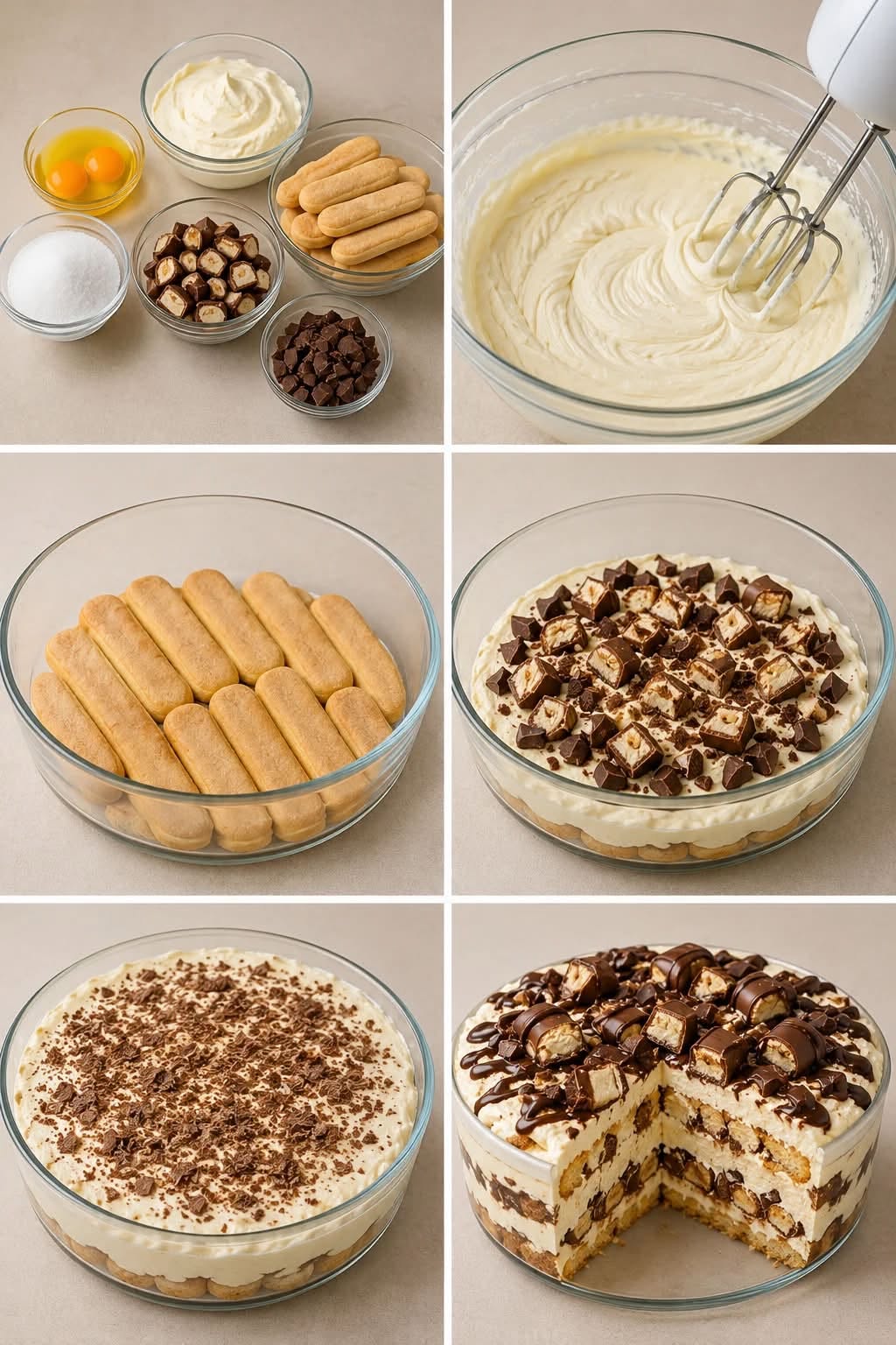 Tiramisu aux biscuits cuillère et mascarpone, éclats de chocolat