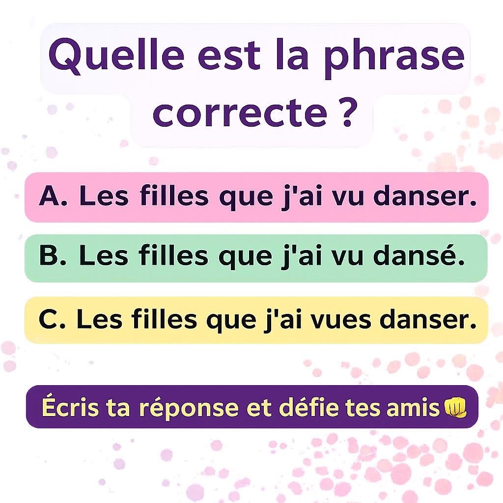 Le piège de grammaire qui fait vu hésiter presque tout le monde Voir le1 er commentaire pour réponse