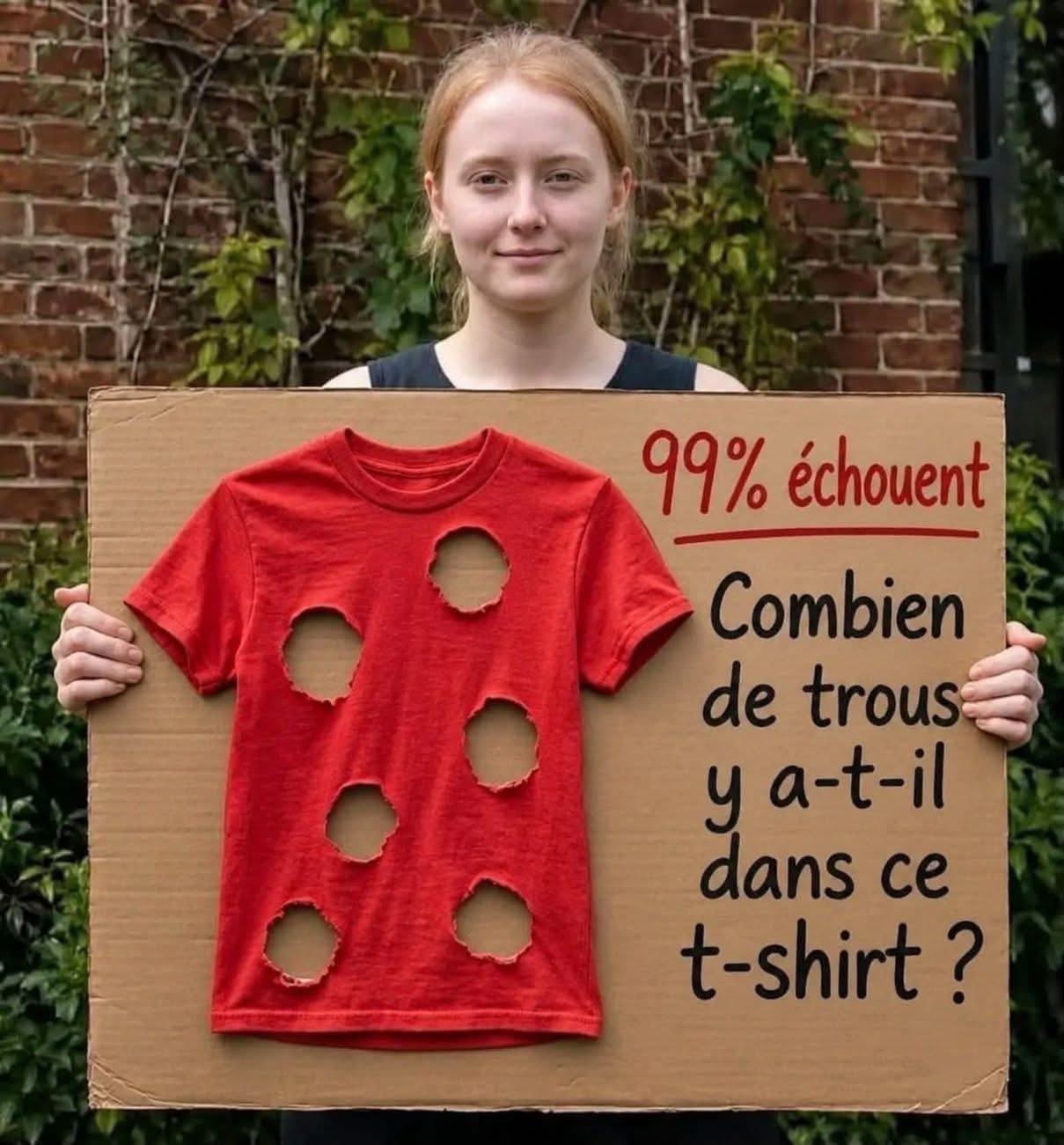 99 % des gens se trompent… Combien de trous y a-t-il vraiment dans ce t-shirt ?