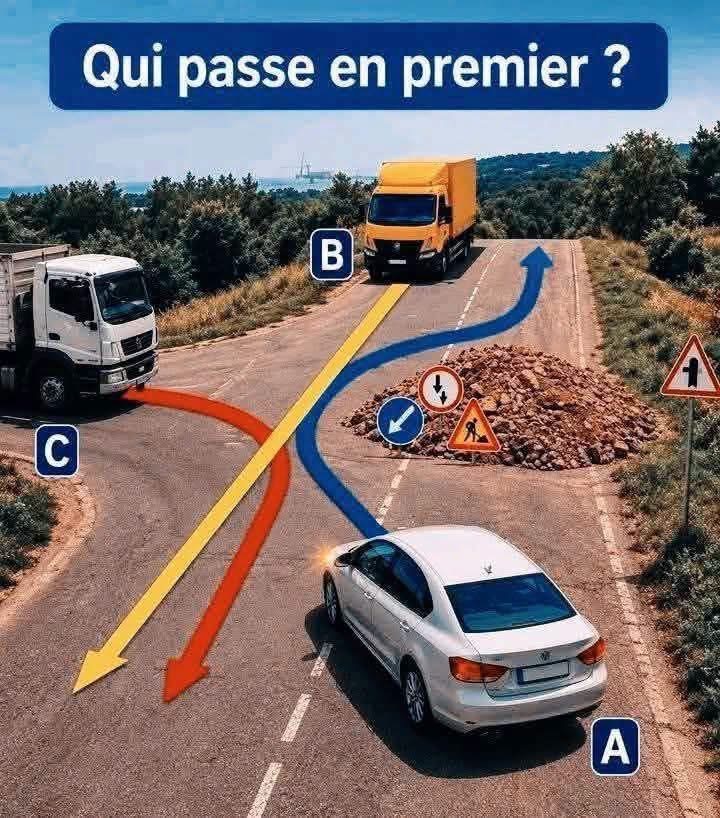 Qui passe en premier ? Testez vos connaissances du Code de la route ! À première vue, cette situation semble simple… mais les panneaux et les règles de priorité peuvent facilement induire en erreur.
